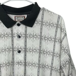 Santa Fe Express Members‎ Only White/Black Short Sleeve Button Golf Shirt Men XL